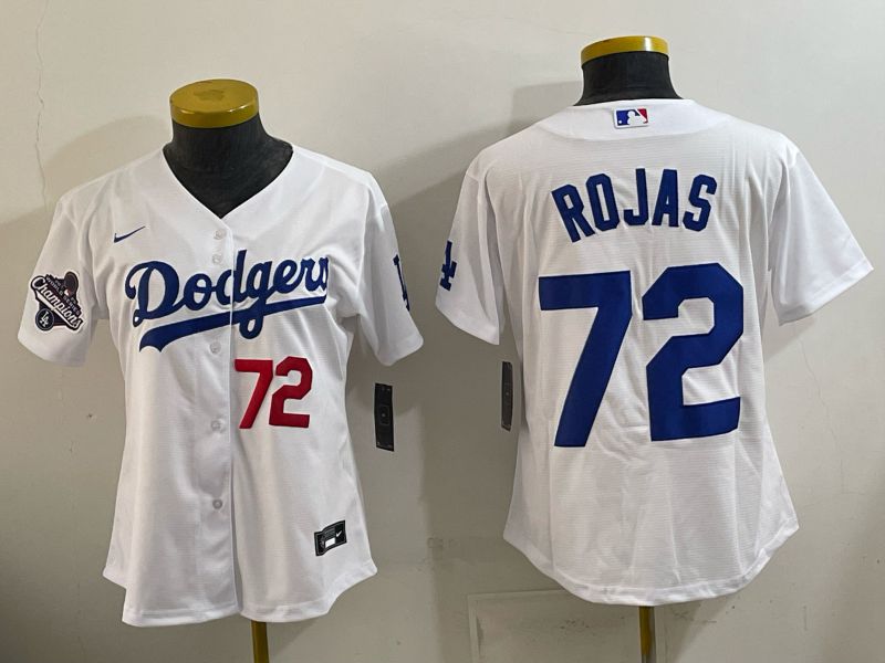 Women 2026 Nike Los Angeles Dodgers #72 Rojas White Game MLB Jersey 07->women mlb jersey->Women Jersey